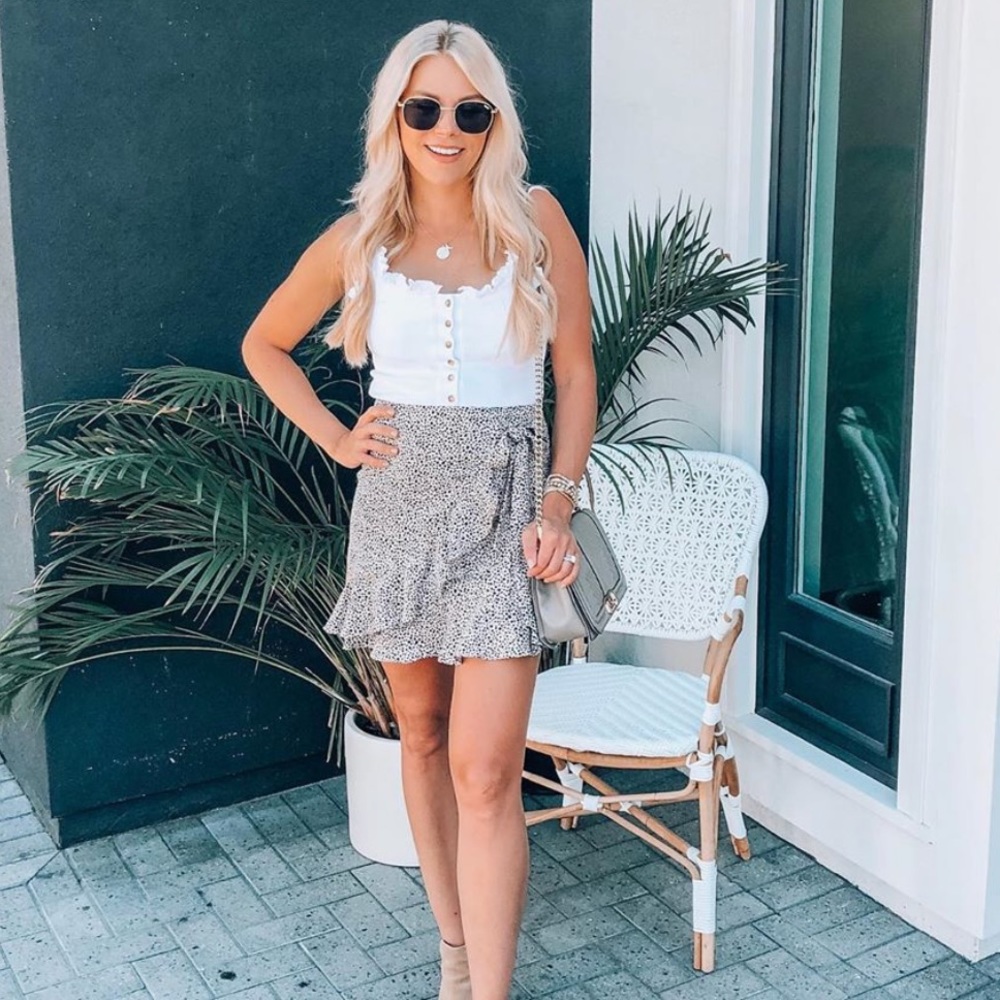 Navy spot wrap skirt